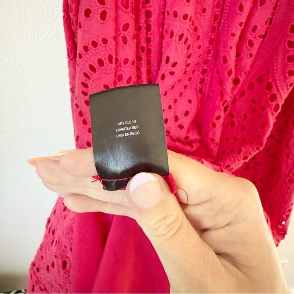 Badgley Mischka Red Eyelet Midi Dress Sz 6 - Picture 9 of 9